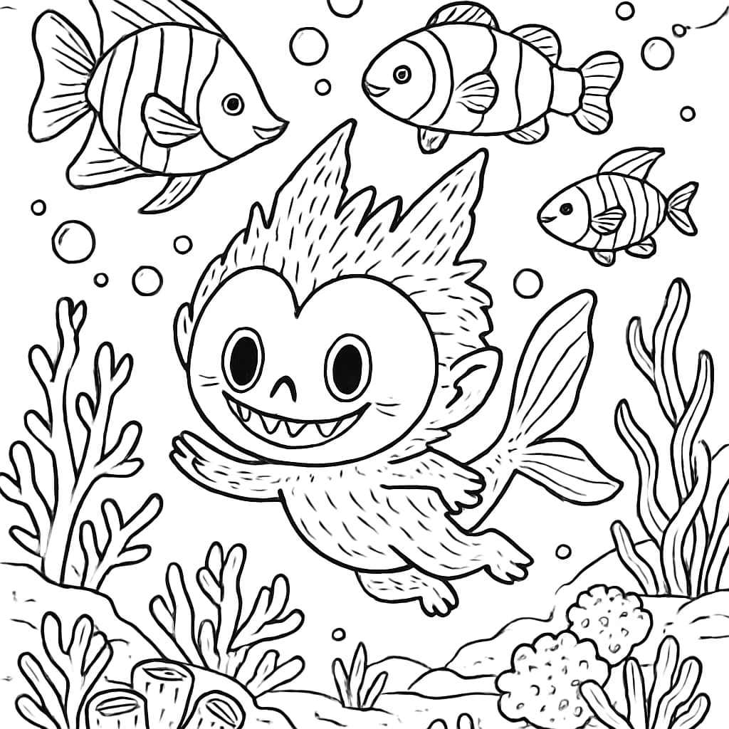 Labubu Ausmalbilder – Unterwasserwelt