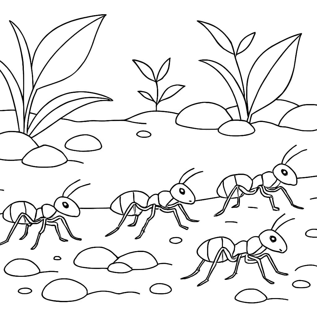Bug Coloring Pages – Ants Marching Printable for Teens