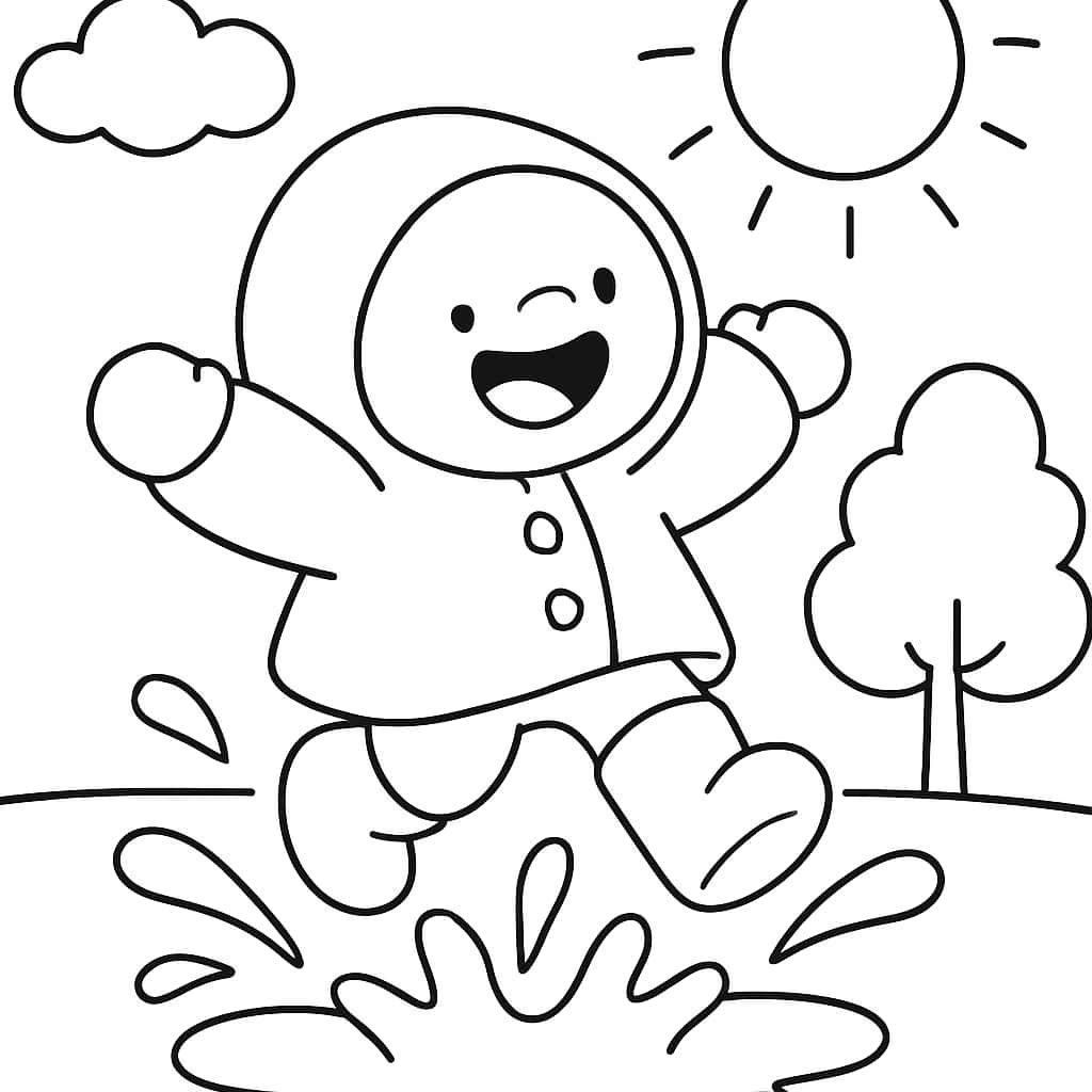 Sprunki Coloring Pages - Sprunki Jumping in Puddle Printable for Kids