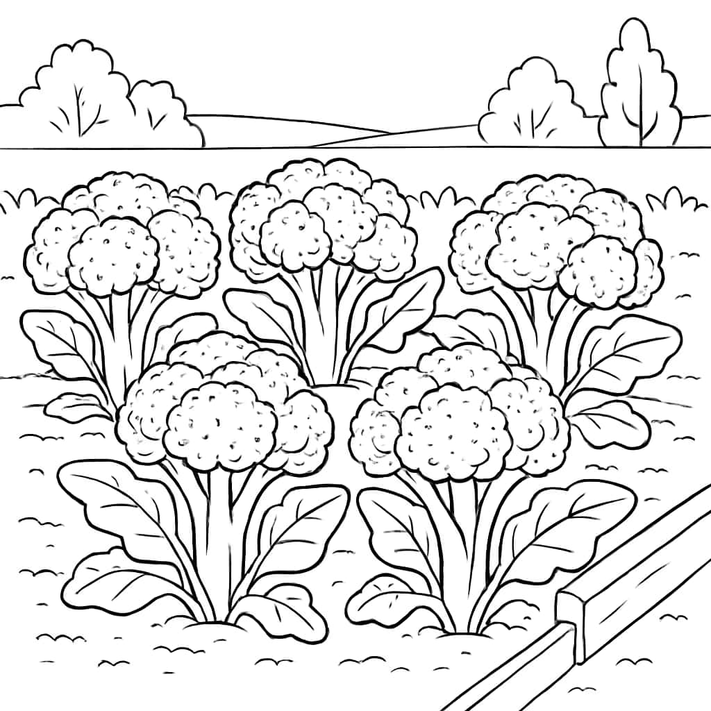 채소 색칠 공부 페이지 | 브로콜리 정원