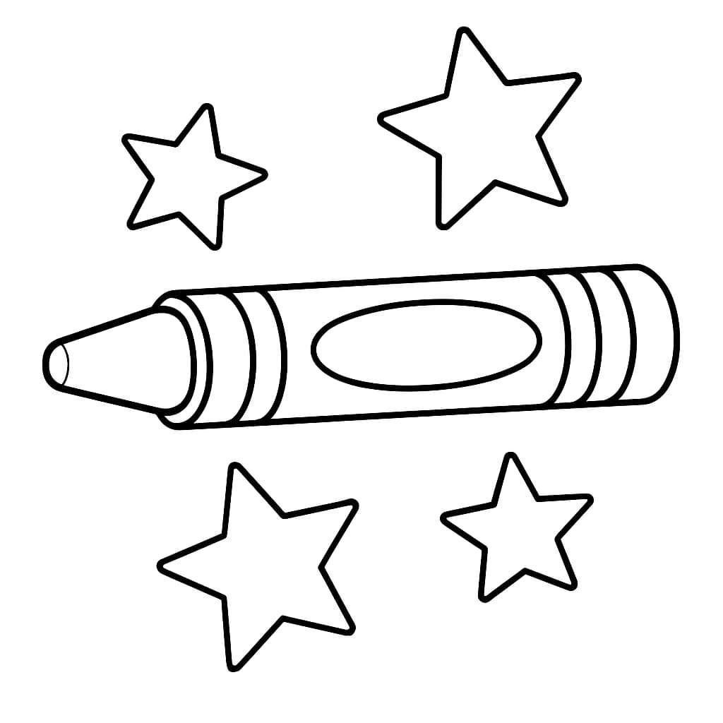 蜡笔涂色页:蜡笔与星星简易涂色页