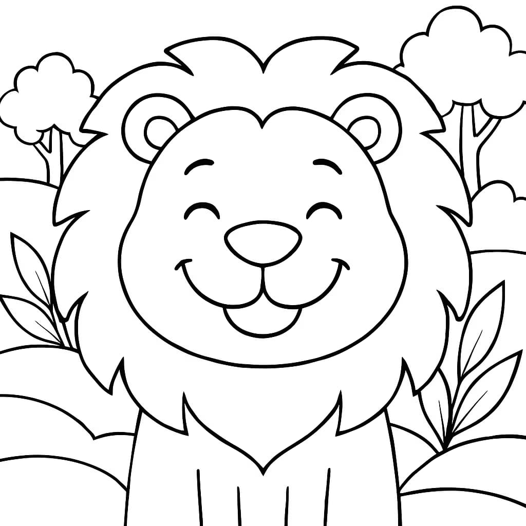 Lion Coloring Pages – Simple Lion Face for Toddlers