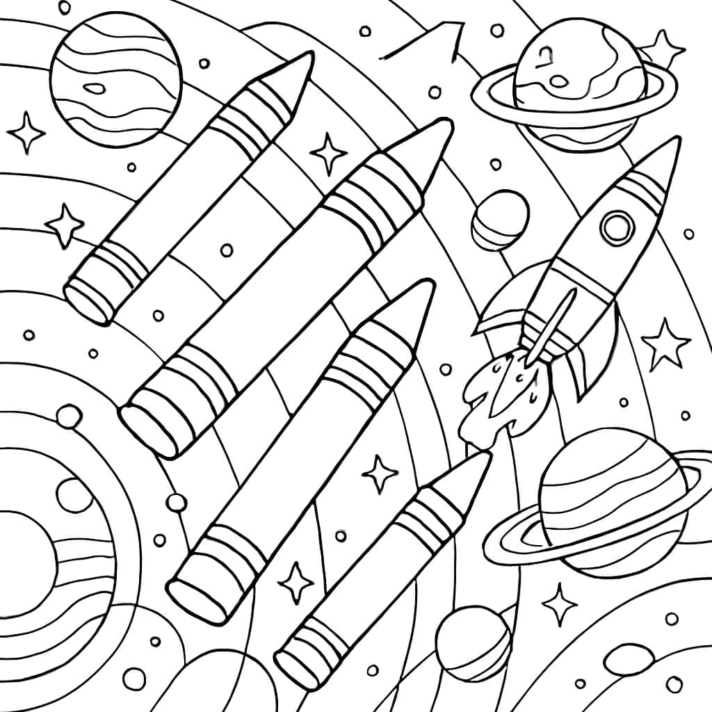 Crayon Coloring Pages: Avventura nello Spazio