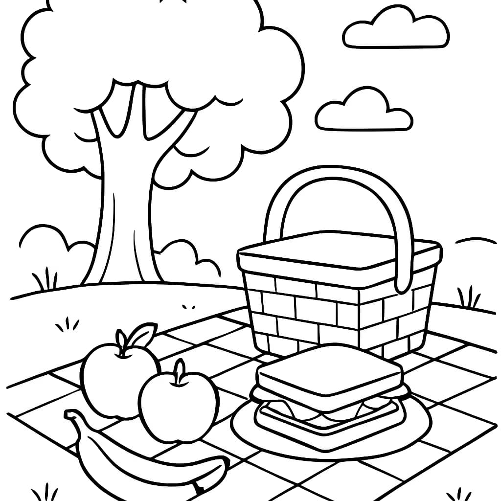 夏日涂色页:野餐场景专页