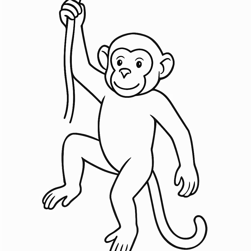 Páginas para colorir de macaco – Macaco pendurado na videira