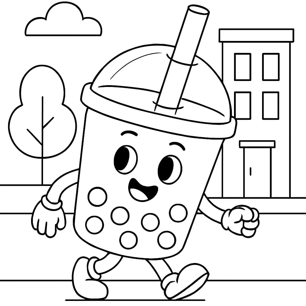 Раскраски Boba — Маскот Чашки Боба в Городском Приключении