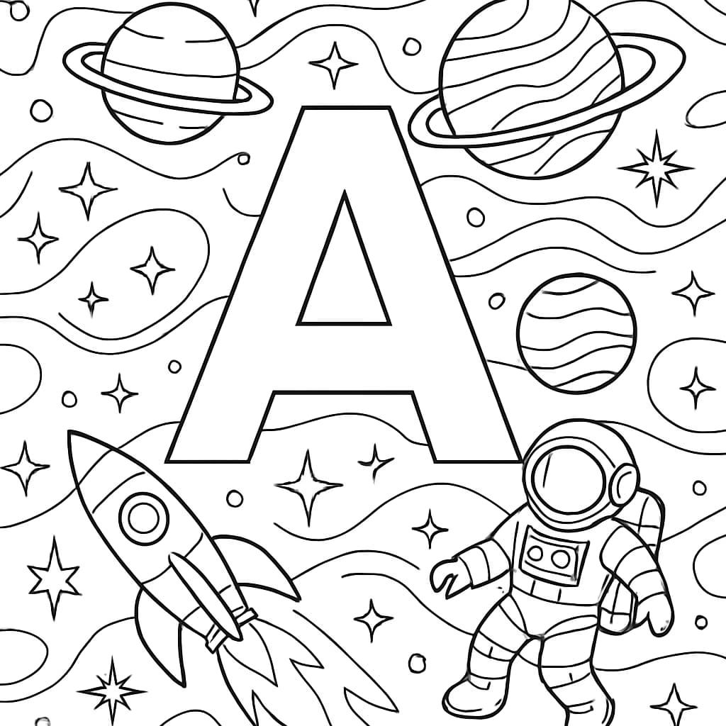 Letter A 우주 탐험 색칠하기 페이지