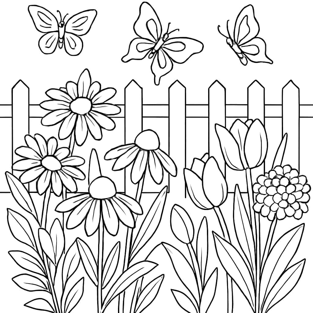 March Coloring Pages | Spring Garden Coloring Sheet for Teens