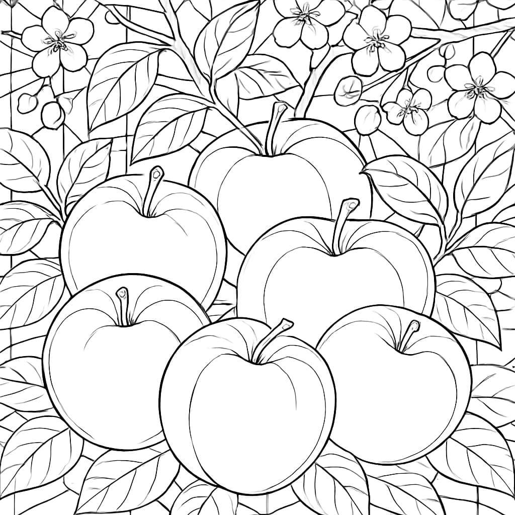 Página para Colorir Coleção de Variedades de Maçã