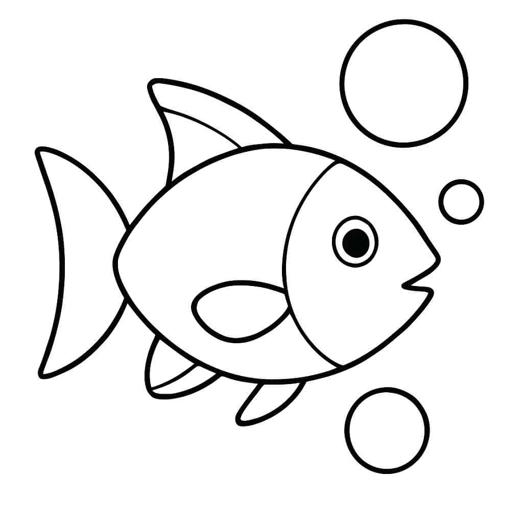 Fish Coloring Pages - Fish and Bubbles Coloring Page for Toddlers