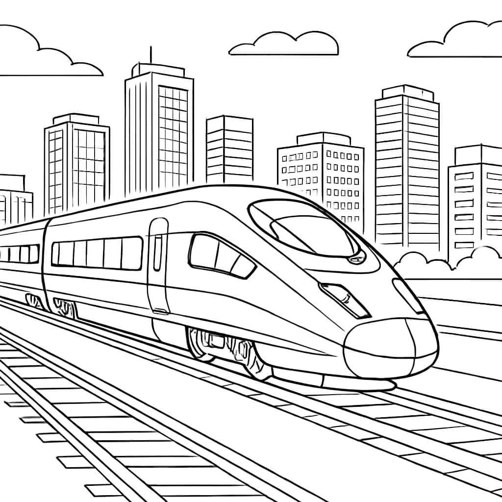 Train Coloring Pages - Modern Bullet Train Printable for All Ages