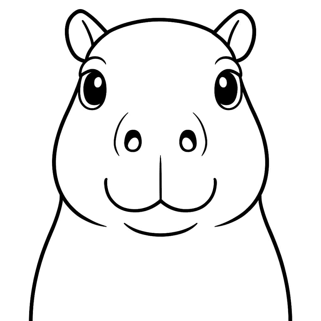 Capybara Coloring Pages - Simple Capybara Face for Toddlers