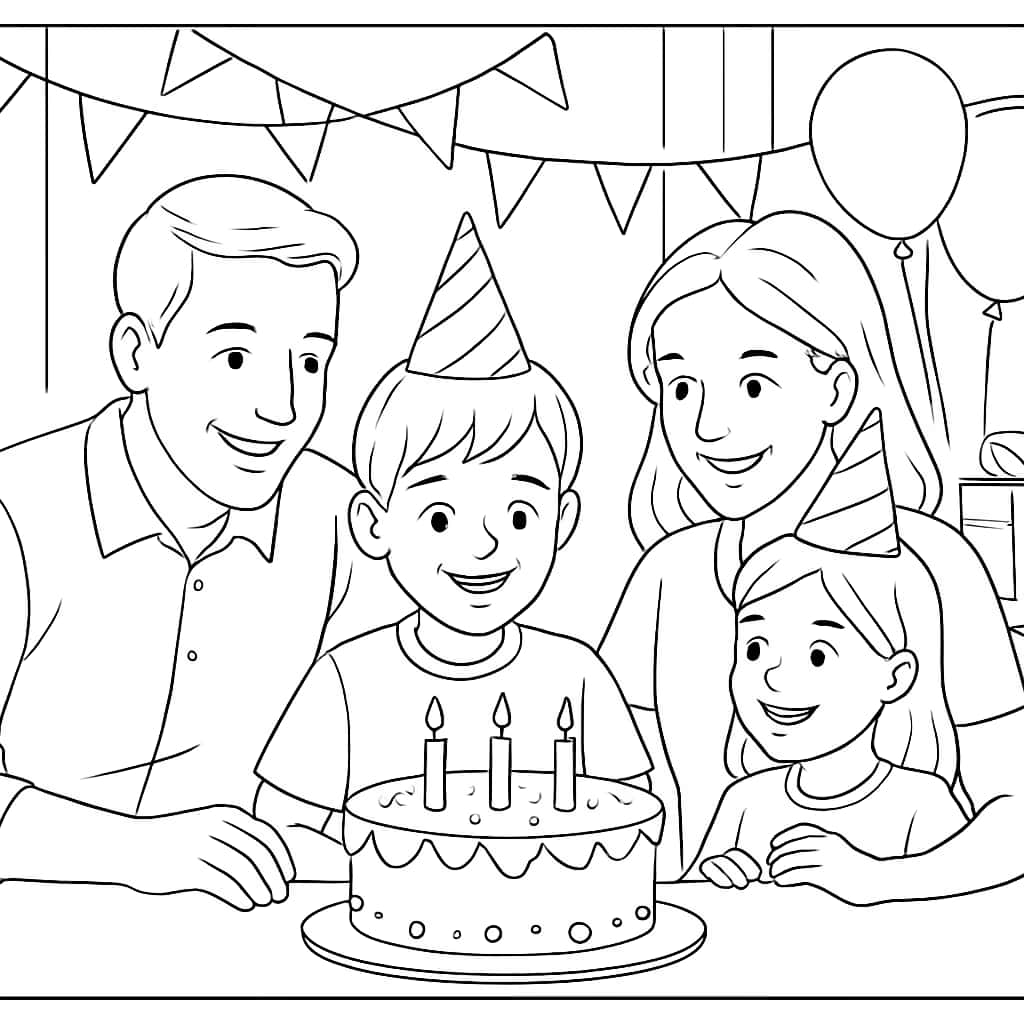 Página para Colorear de Feliz Cumpleaños