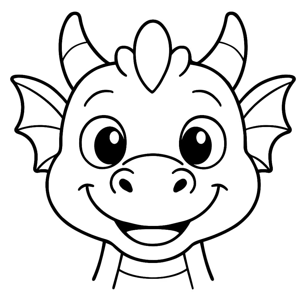 드래곤 색칠하기 페이지 - 아이들을 위한 간단한 드래곤 얼굴 도안