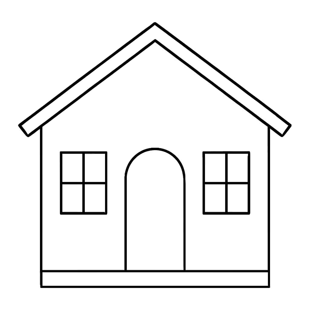 Simple House Front Coloring Page - House Coloring Pages for Toddlers