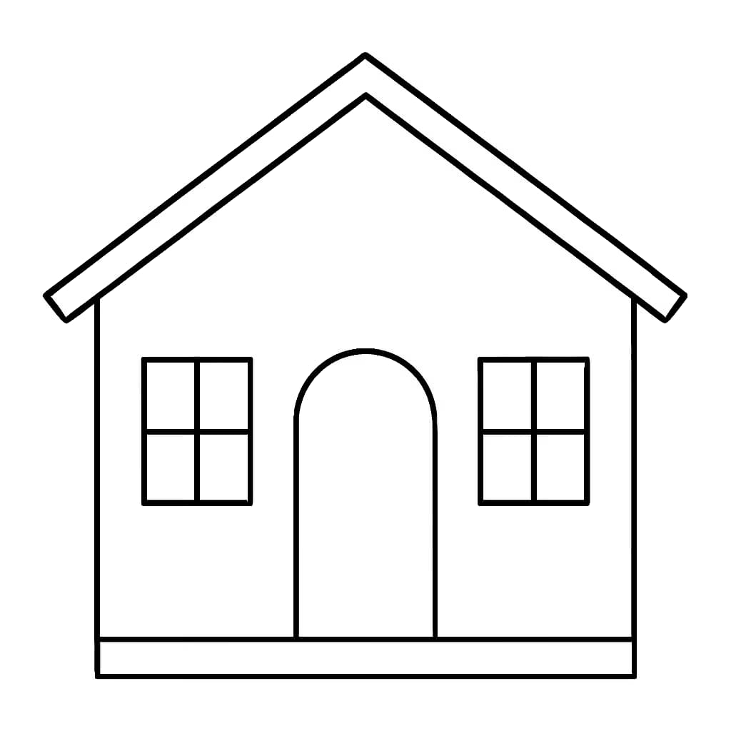 Simple House Front Coloring Page – House Coloring Pages for Toddlers