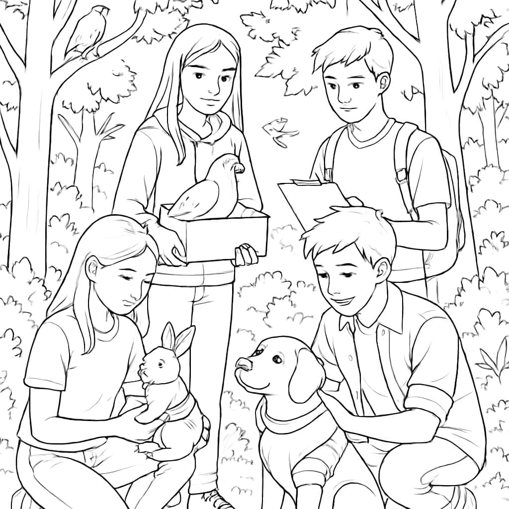 地球日涂色页:拯救森林野生動物