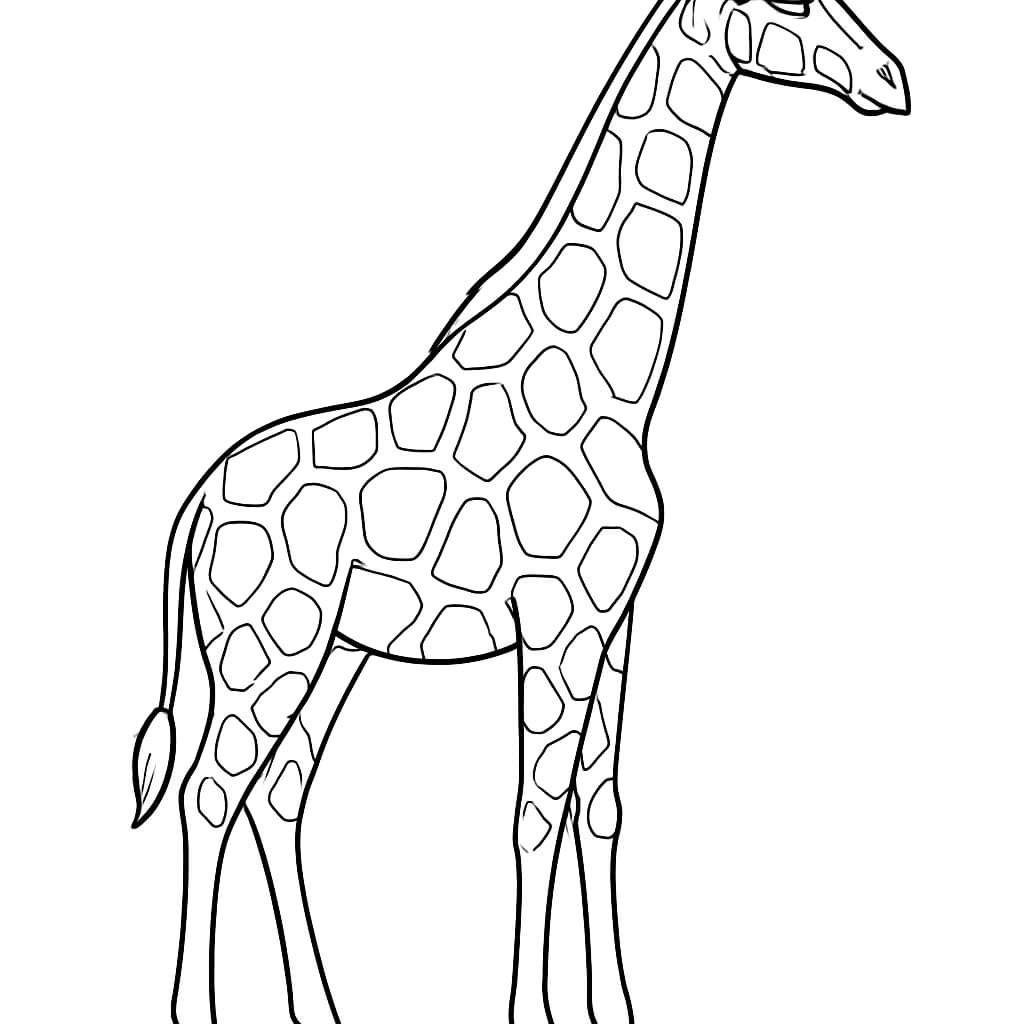 Páginas para colorear de jirafas: Silueta de jirafa de pie