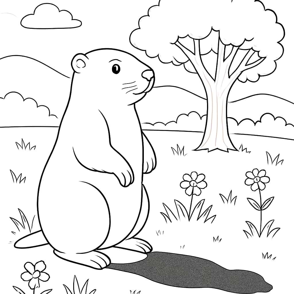 그라운드혹(Groundhog) 색칠하기 페이지