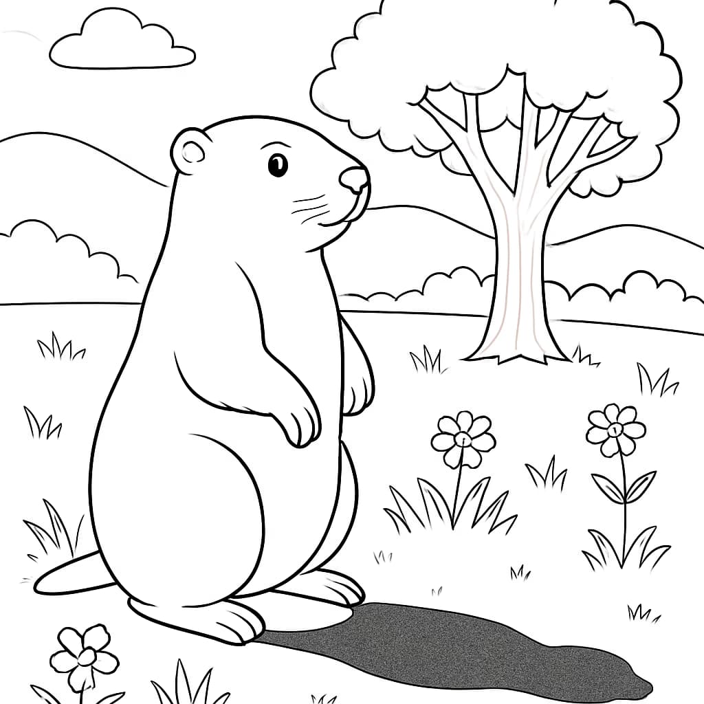 Groundhog Coloring Pages – Páginas de Colorir de Marmota