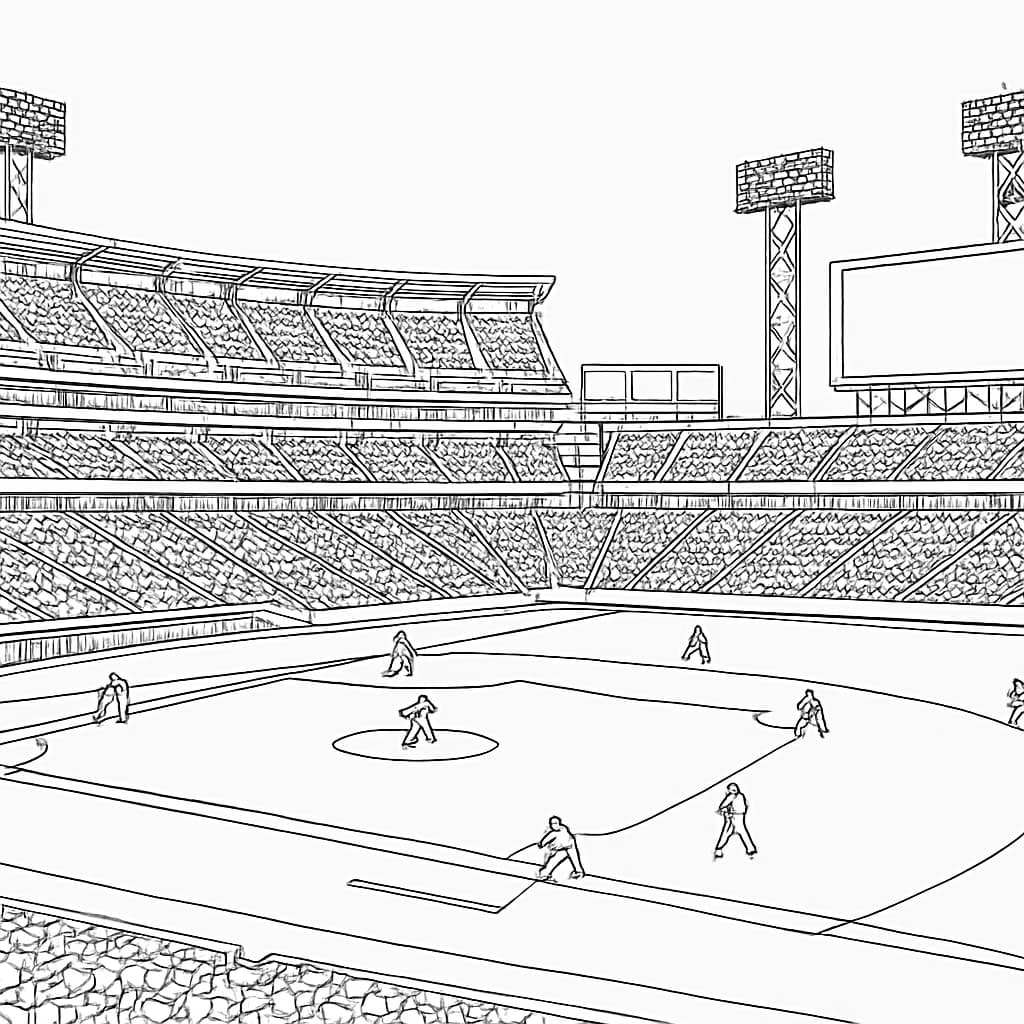 Baseball Coloring Pages – Panoramic Baseball Stadium