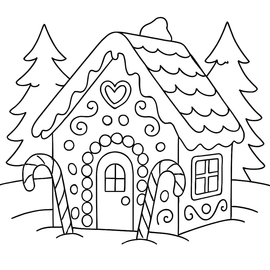 Gingerbread House Coloring Pages for Kids