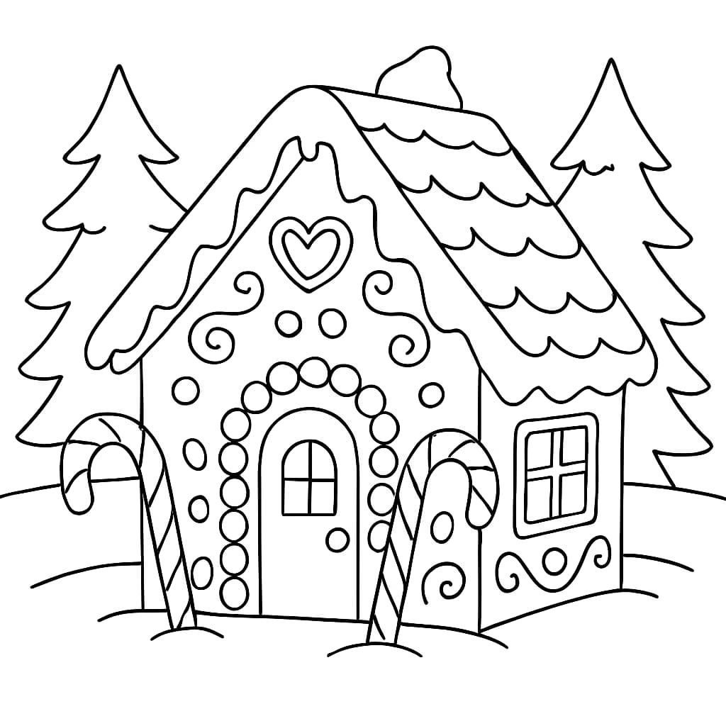 Gingerbread House Coloring Pages for Kids