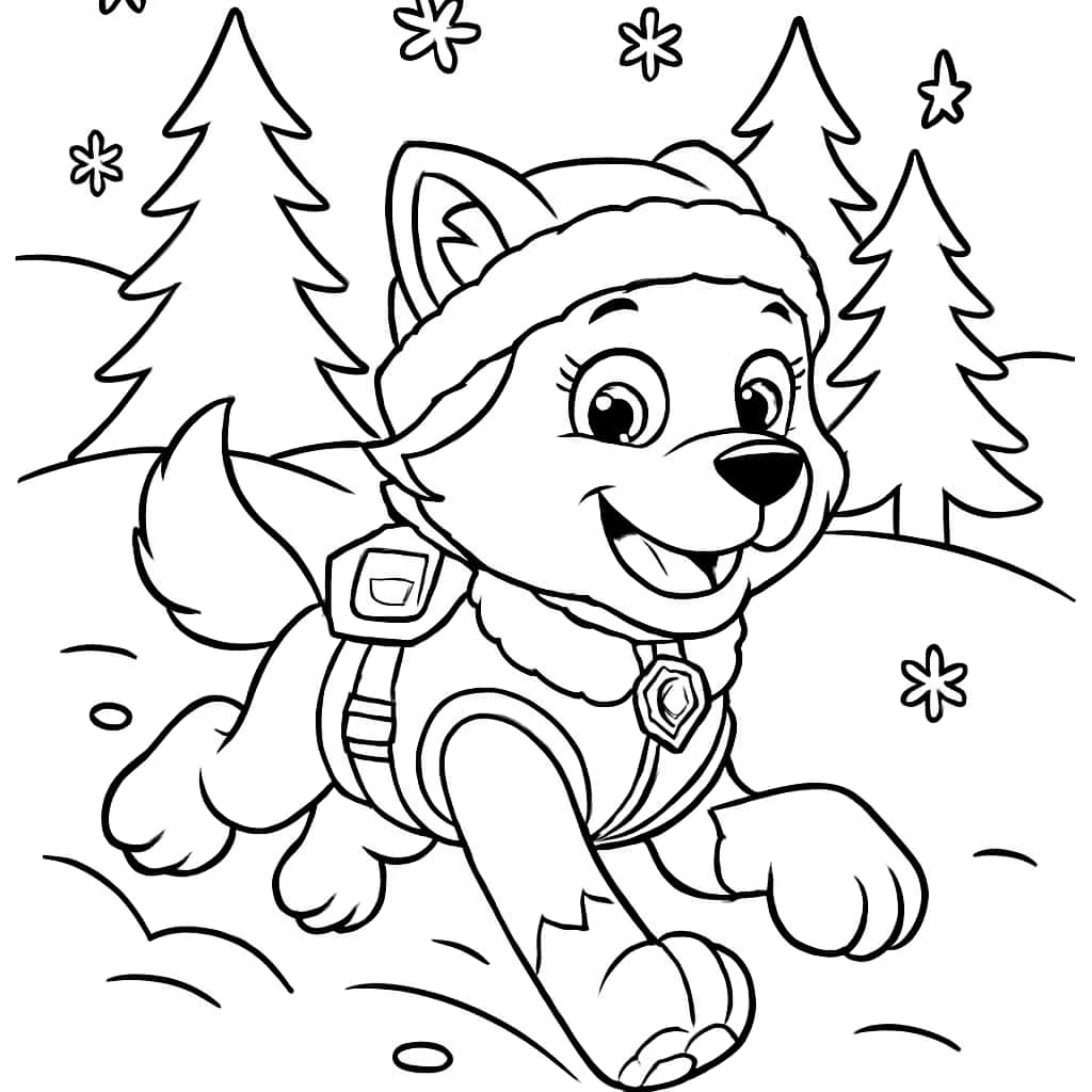 Paw Patrol 색칠하기 페이지 - 에베레스트 겨울 풍경
