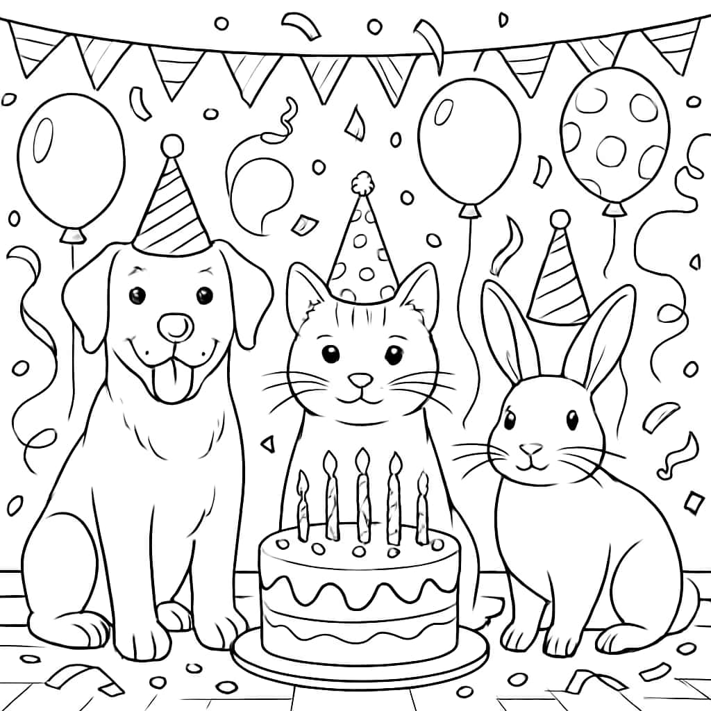 Página para Colorear de Feliz Cumpleaños