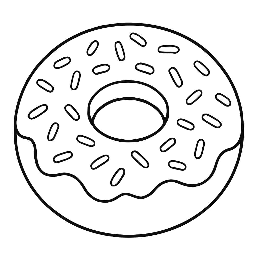甜甜圈涂色页 - 简单大号甜甜圈线稿适合幼儿