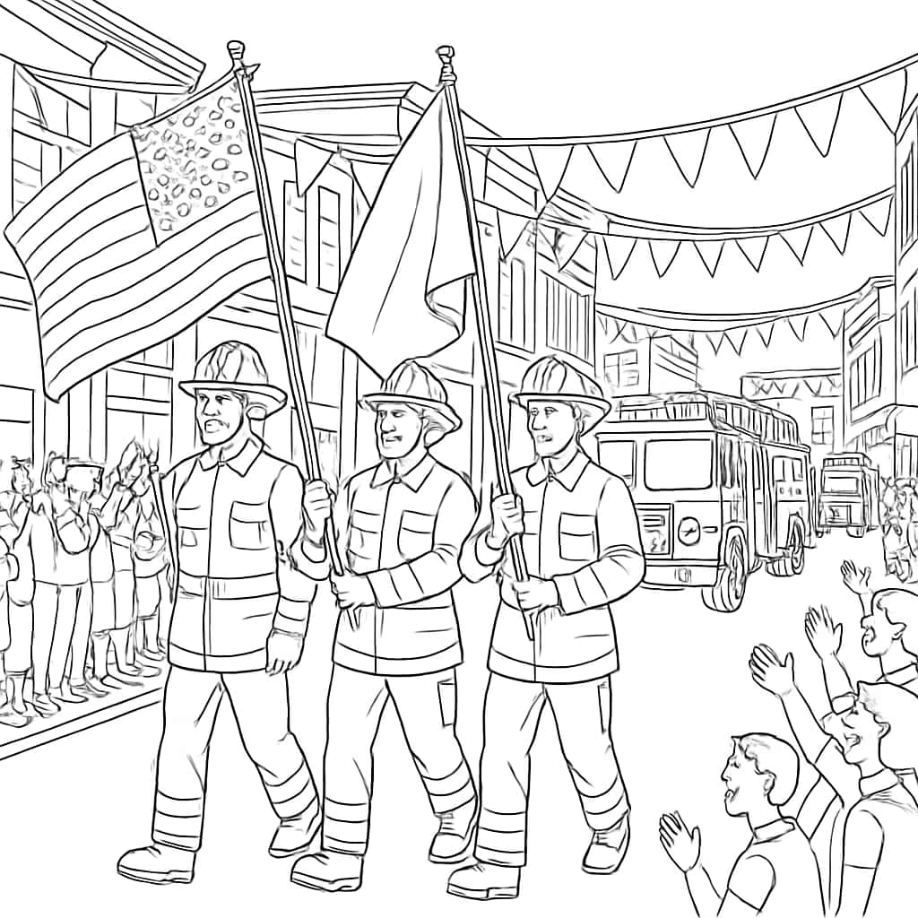 消防员涂色页:英雄游行