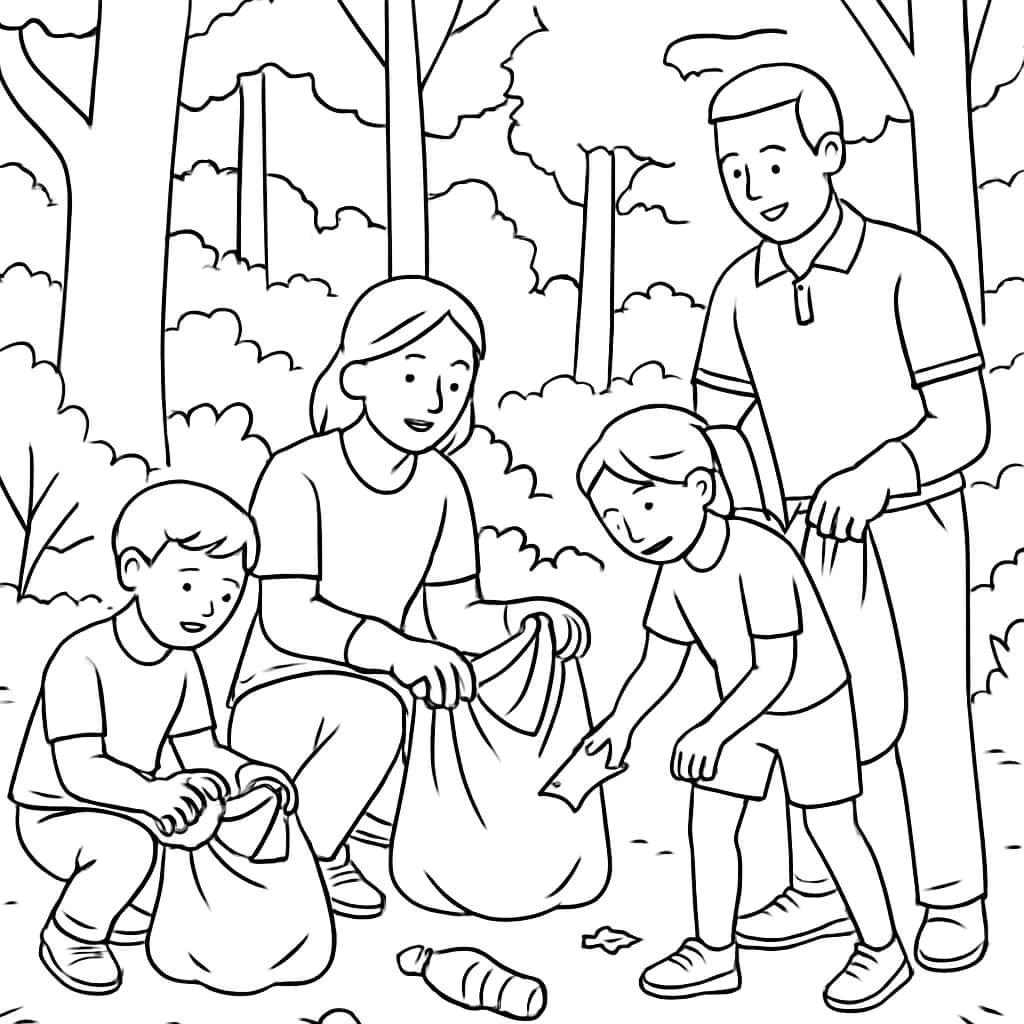 地球日涂色页|森林清理场景