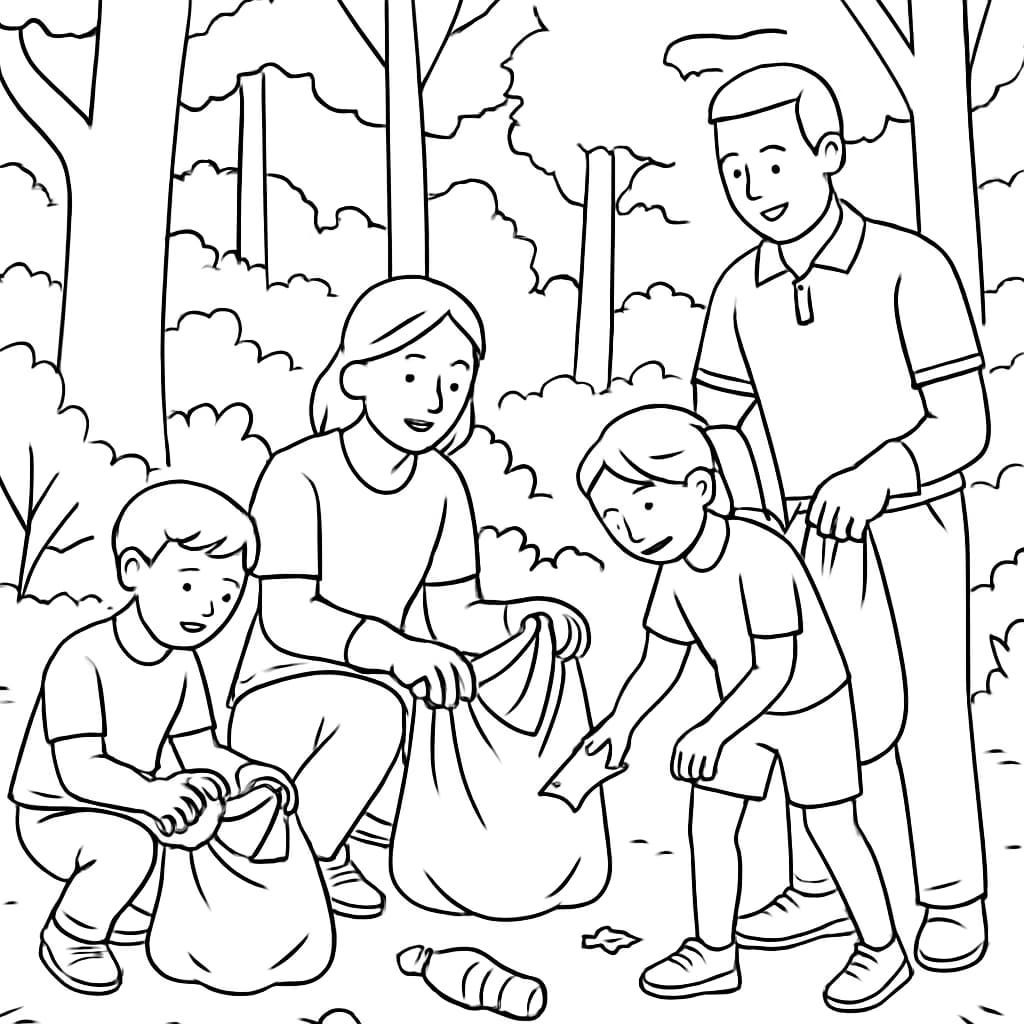 地球日涂色页|森林清理场景