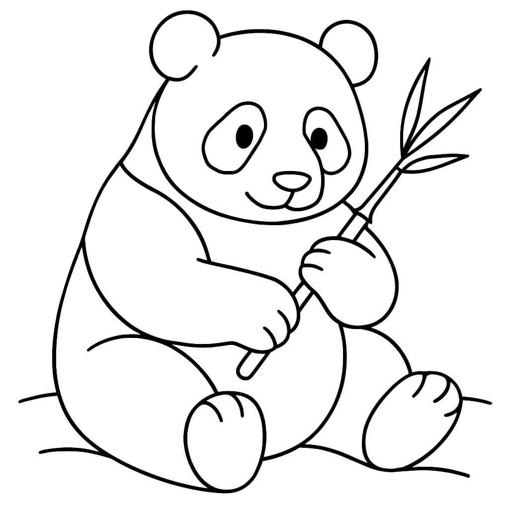 Panda Coloring Pages – Panda Eating Bamboo for Toddlers