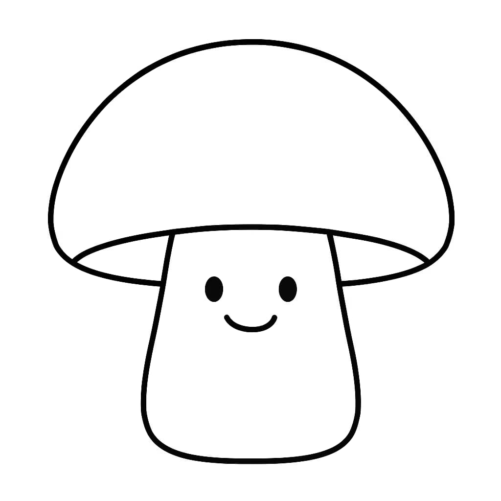 Pages de coloriage de champignons – Champignon souriant pour tout-petits