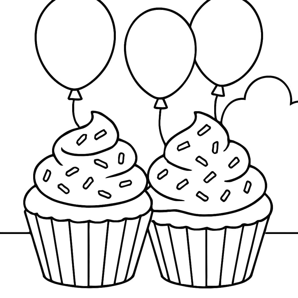 杯子蛋糕涂色页:儿童派对专属