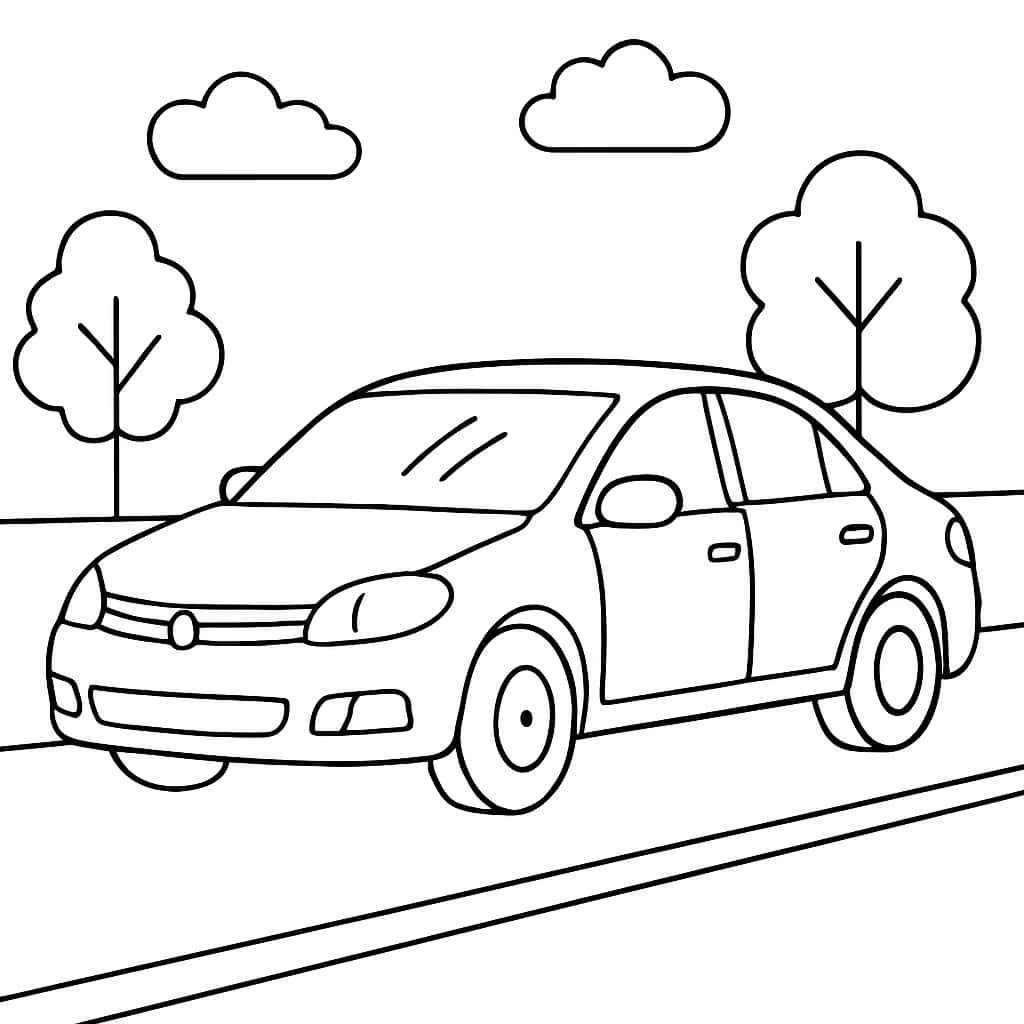 자동차 색칠하기 페이지 | 가족 자동차 드라이브