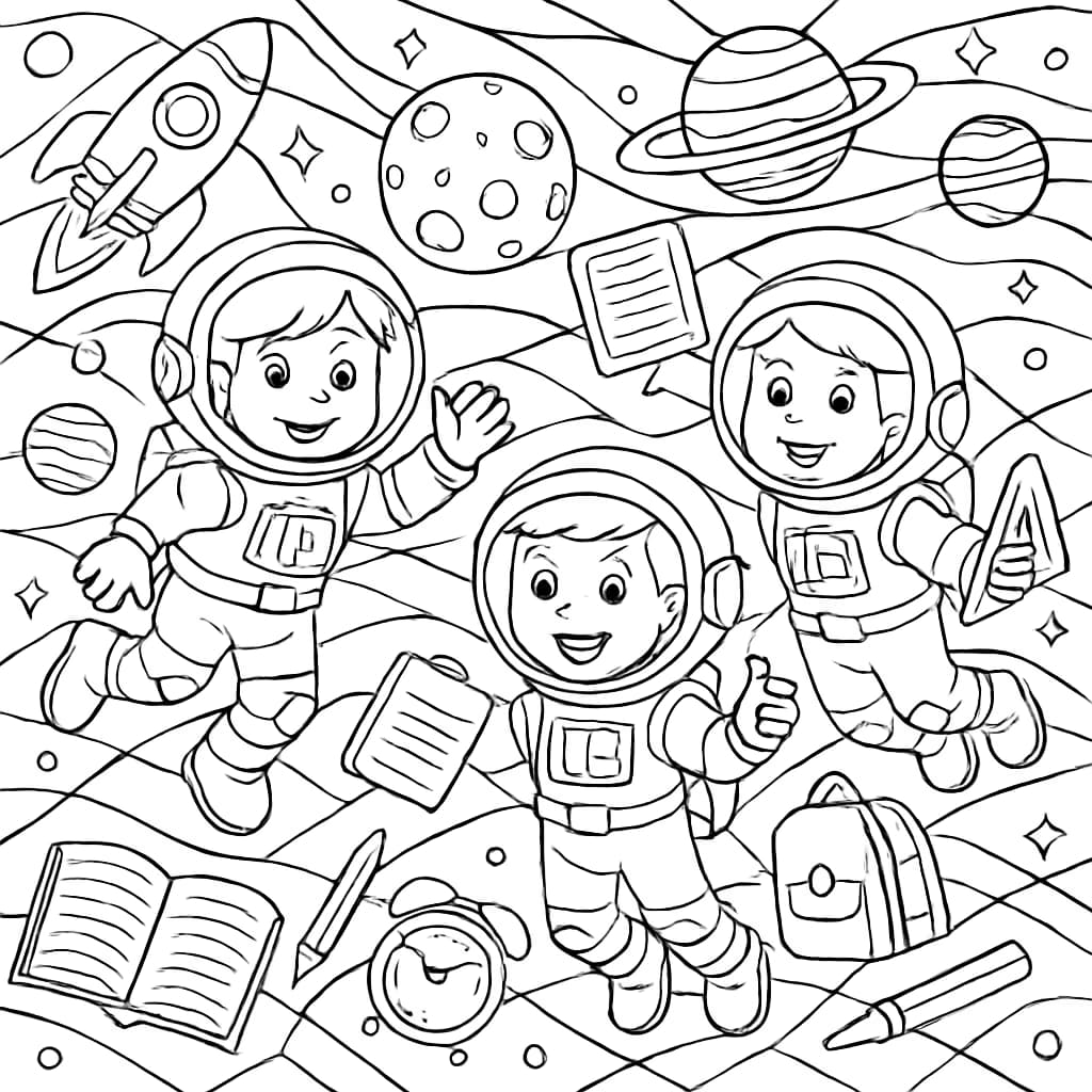 Kindergarten Coloring Pages – Space Explorers for Adults