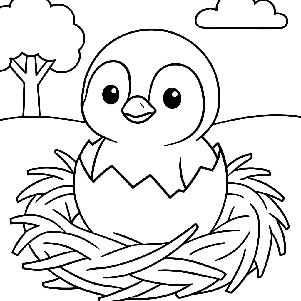 企鵝涂色頁|可愛小企鵝孵化主題兒童繪畫