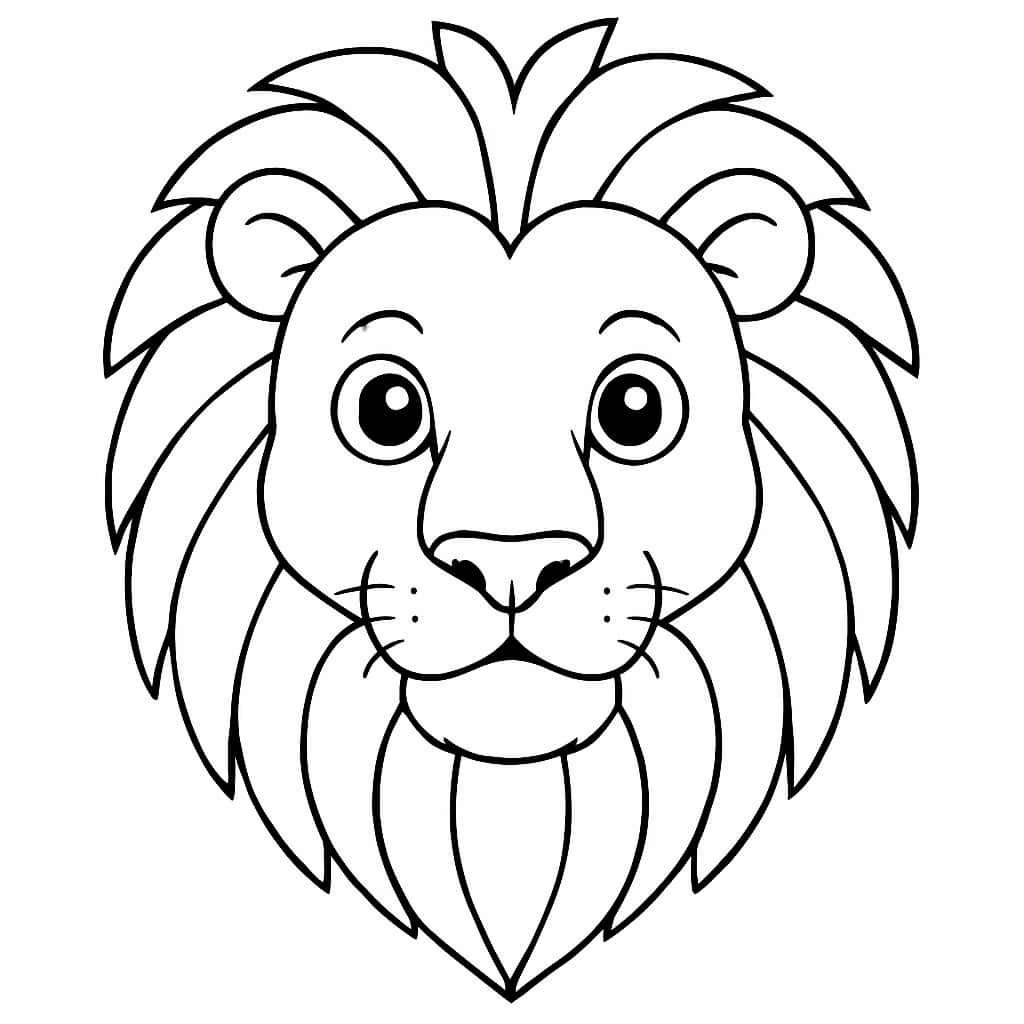 March Coloring Pages - Simple Lion Face for Toddlers