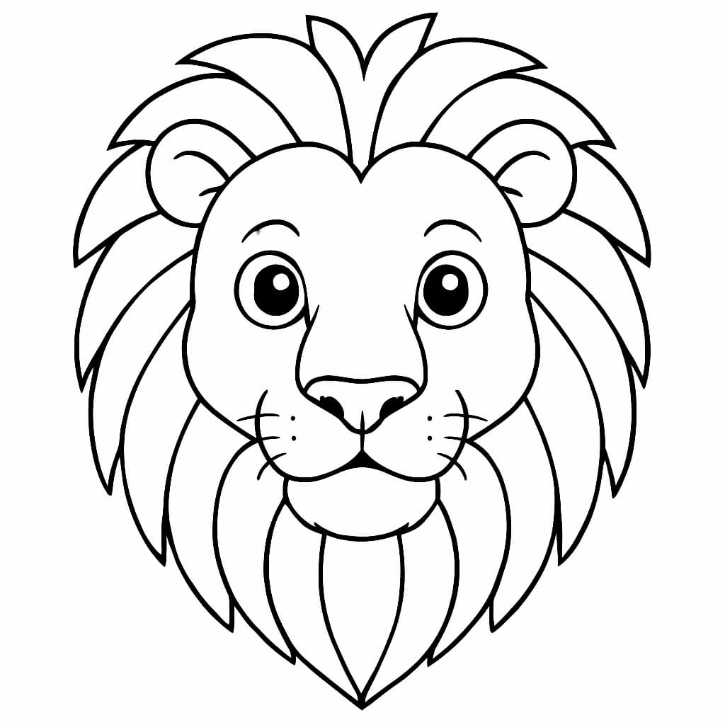 March Coloring Pages – Simple Lion Face for Toddlers