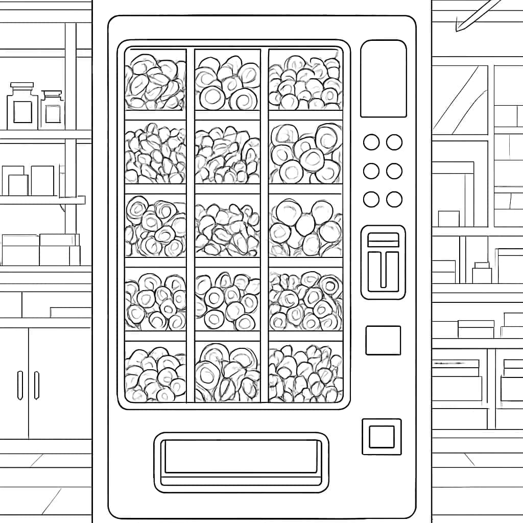 Pages de coloriage de bonbons - Distributeur automatique