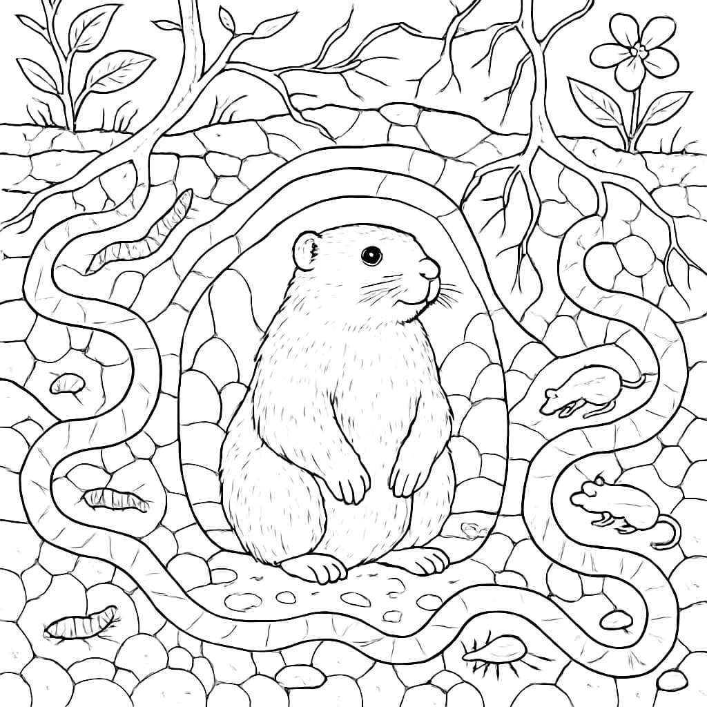 Groundhog Coloring Pages – Pagina da Colorare Marmotta nella Tana