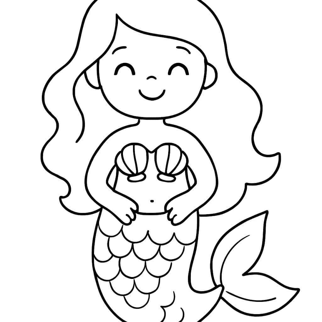 美人魚涂色頁 | 可愛美人魚近距離涂色圖