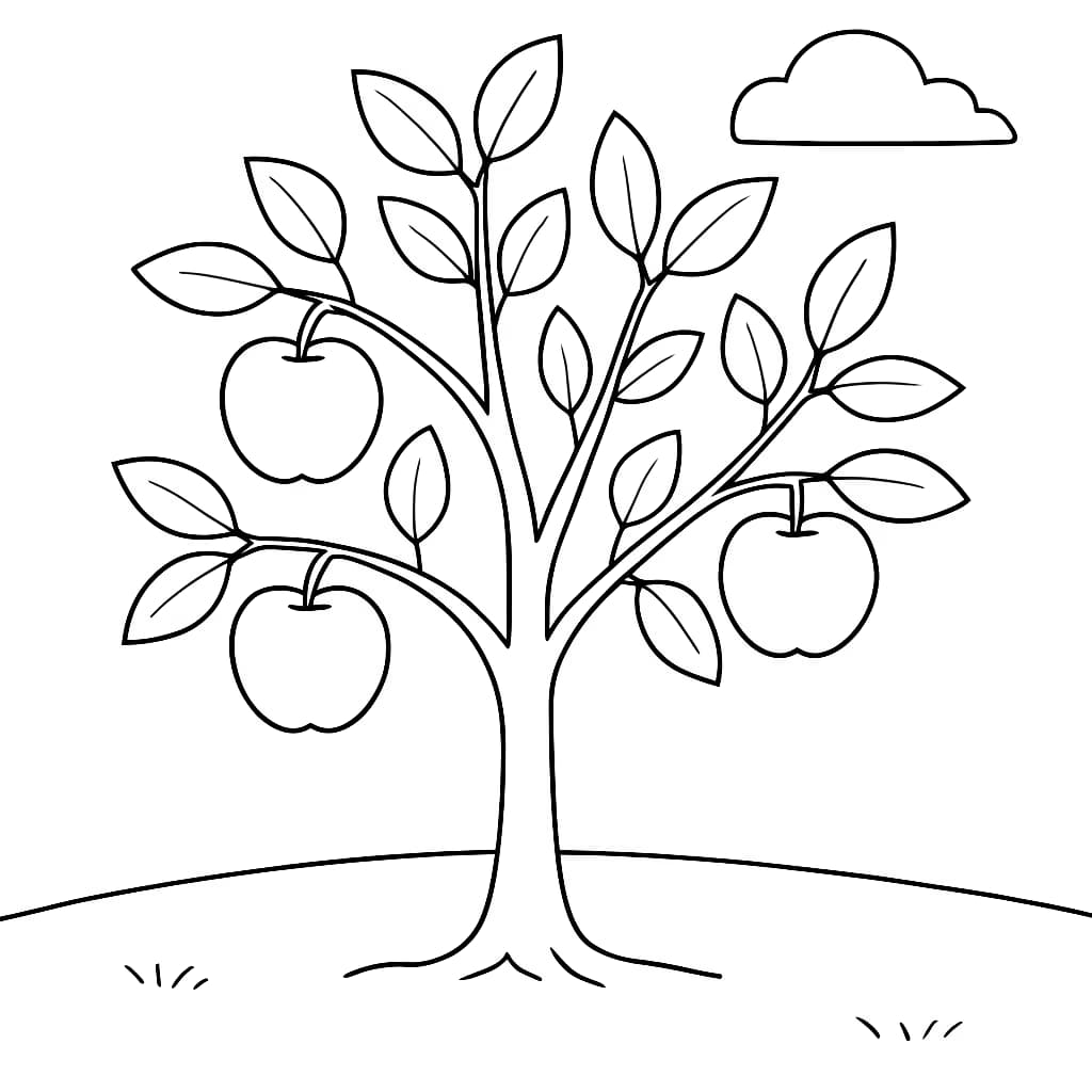 蘋果樹涂色頁 | 適合兒童的簡單蘋果涂色頁