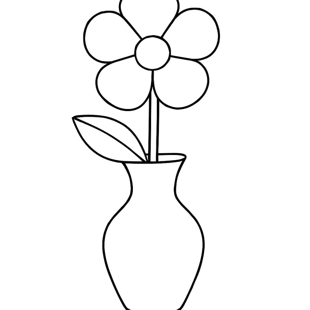 Pages de coloriage esthétiques - Vase de fleur minimaliste