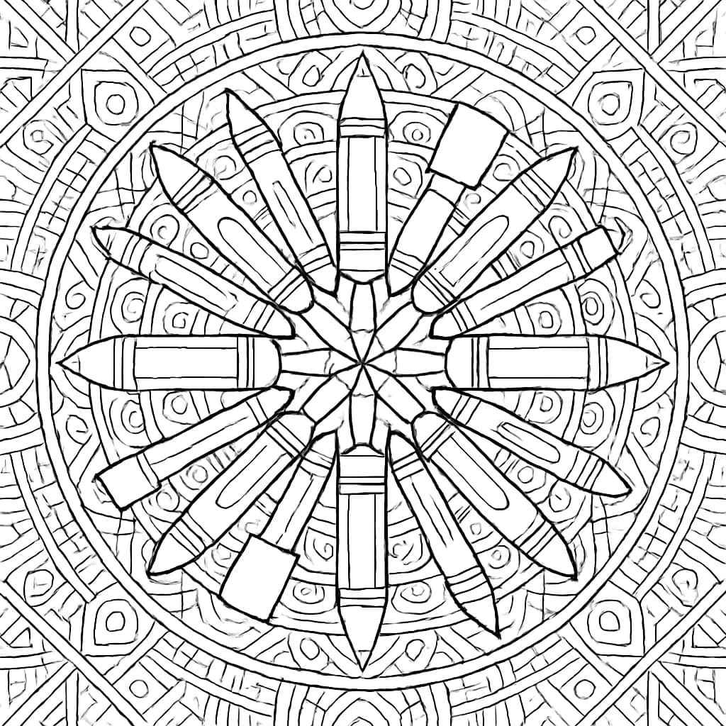 Crayon Coloring Pages – Mandala Pattern for Adults