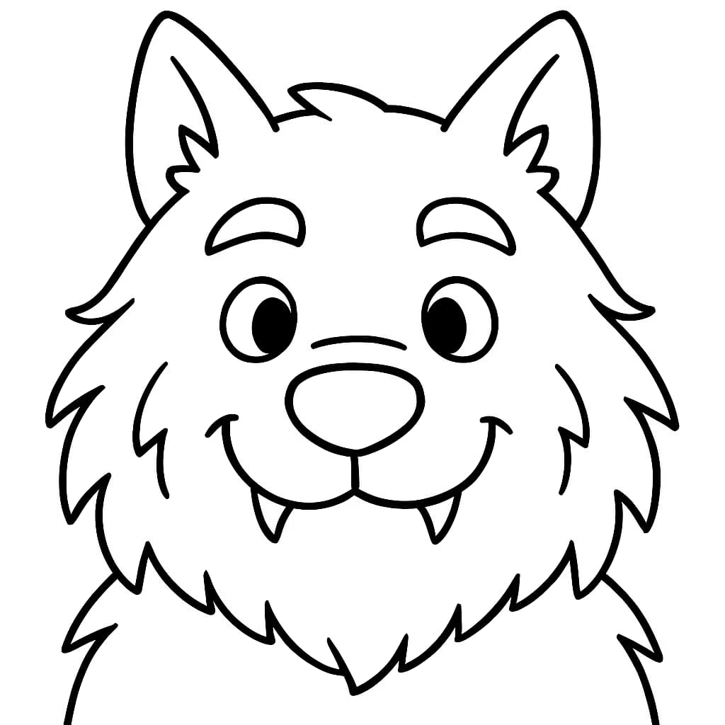 Werewolf Coloring Pages – Cute Werewolf Face for Toddlers