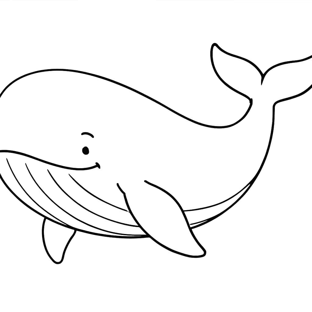Ocean Animals Coloring Pages - Cute Whale Coloring Page for Toddlers