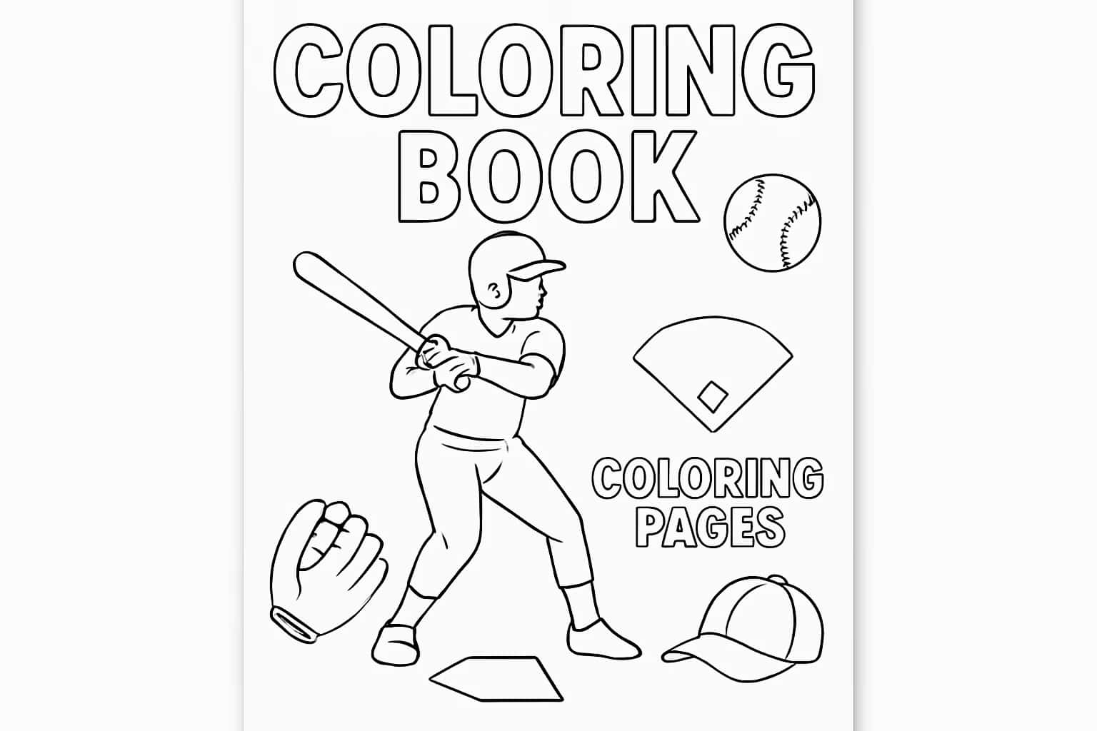 棒球涂色页 | 可打印棒球主题线稿